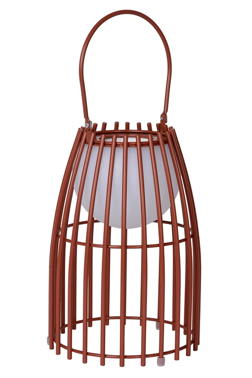 Lucide FJARA - Rechargeable Table lamp Indoor/Outdoor - Battery pack - Ø 17,5 cm- LED 3 StepDim - 1x0,3W 3000K - IP44 - Rust Brown - turned off